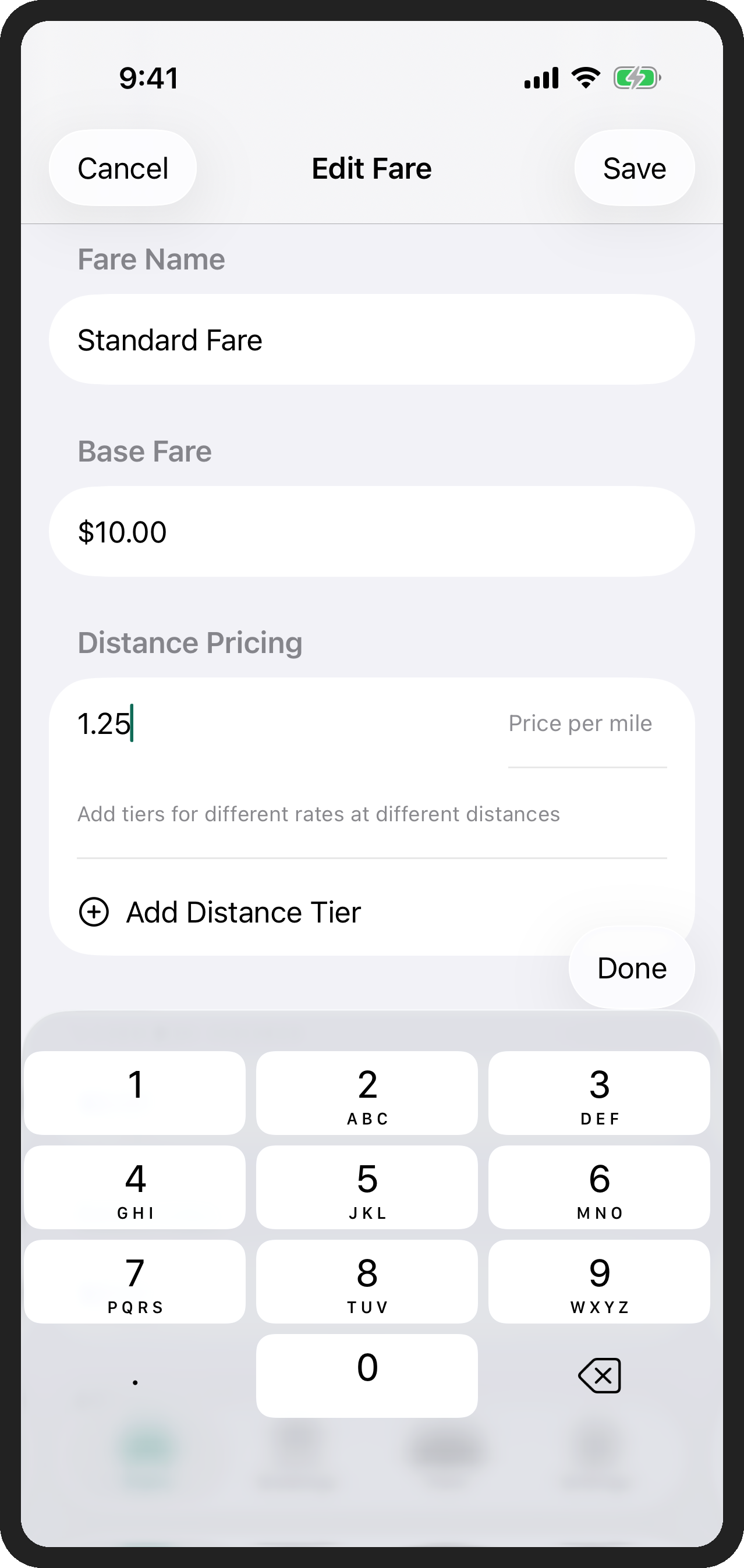 Professionele taxameter-app voor chauffeurs